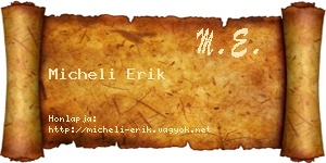 Micheli Erik névjegykártya